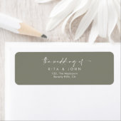 Elegante Sage Green Wedding Retouradres Etiket (Insitu)