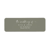 Elegante Sage Green Wedding Retouradres Etiket (Voorkant)