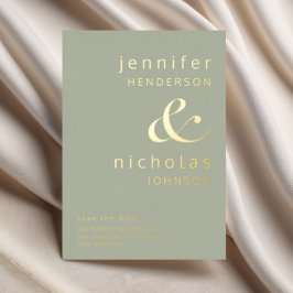 Elegante Sage Green Wedding Save The Date Gold Folie Uitnodiging