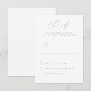 Elegante Sage Green & White Kalligrafie RSVP-kaart RSVP Kaartje