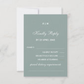 Elegante Sage Green White Modern Wedding RSVP Kaar (Voorkant)