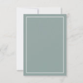 Elegante Sage Green White Modern Wedding RSVP Kaar (Achterkant)