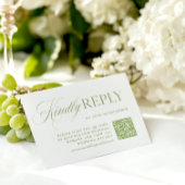 Elegante Sage Green & White QR Code RSVP-kaart RSVP Kaartje