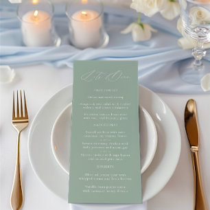 Elegante Sage Green & White Wedding Menu