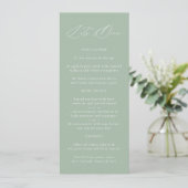 Elegante Sage Green & White Wedding Menu (Staand voorkant)