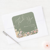 Elegante Sage Green Wildflower Bedankt Vierkante Sticker (Envelop)