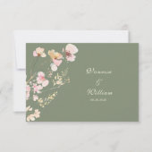 Elegante Sage Green Wildflower RSVP-kaart RSVP Kaartje (Voorkant)