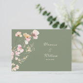 Elegante Sage Green Wildflower RSVP-kaart RSVP Kaartje (Staand voorkant)