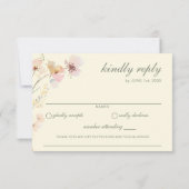 Elegante Sage Green Wildflower RSVP-kaart RSVP Kaartje (Achterkant)