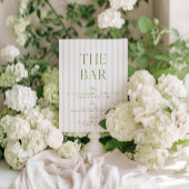 Elegante Sage Groen & Blauw Gestreepte Trouwbar Si Kaart