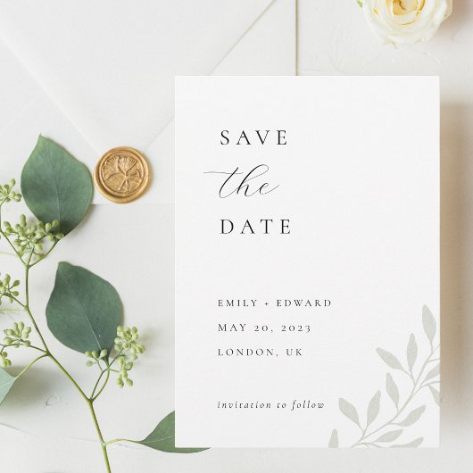 Elegante Sage Groen Bruiloft Foto Opslaan van de D Save The Date