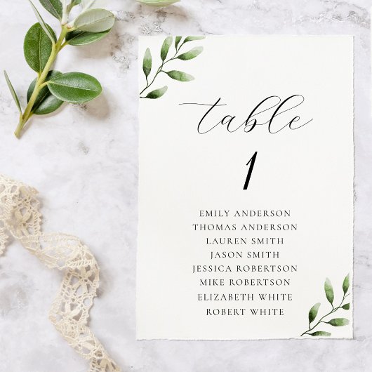 Elegante Sage Groen Bruiloft Zitkaarten Kaart