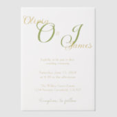 Elegante Sage Groen en Goud Monogram Huwelijk Vellum Uitnodigingen (Voorkant)