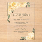 Elegante Sage Groen Geel Bloemen Huwelijk Acryl Uitnodigingen (Voorkant)