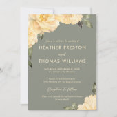 Elegante Sage Groen Geel Bloemen Huwelijk Kaart (Voorkant)