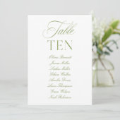 Elegante Sage Groen & Wit Trouwtafel Nummer Kaart (Staand voorkant)