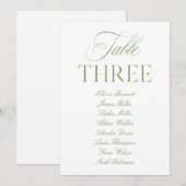 Elegante Sage Groen & Wit Trouwtafel Nummer Kaart (Voorkant / Achterkant)