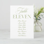Elegante Sage Groen & Wit Trouwtafel Nummer Kaart (Staand voorkant)