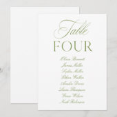 Elegante Sage Groen & Wit Trouwtafel Nummer Kaart (Voorkant / Achterkant)