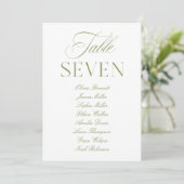 Elegante Sage Groen & Wit Trouwtafel Nummer Kaart (Staand voorkant)