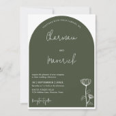 Elegante Sage Groene Begroting QR Code Bruiloft Kaart (Voorkant)