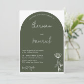 Elegante Sage Groene Begroting QR Code Bruiloft Kaart (Staand voorkant)