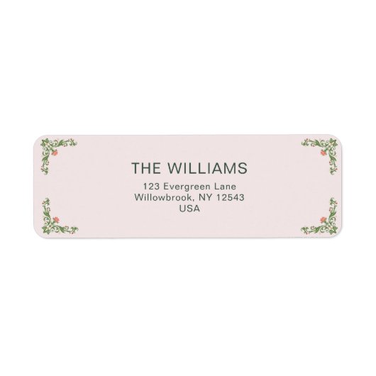 Elegante Sage Groene Bloemen Custom Family Etiket (Voorkant)