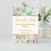 ELEGANTE SAGE GROENE BLOEMENRESPONS RSVP-KAART RSVP KAARTJE (Staand voorkant)