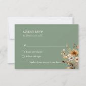 Elegante Sage Groene Botanische Wildflower bruilof RSVP Kaartje (Voorkant)