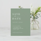 Elegante Sage groene bruiloft Save the Date (Staand voorkant)