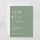 Elegante Sage groene bruiloft Save the Date (Voorkant)
