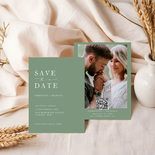 Elegante Sage groene bruiloft Save the Date