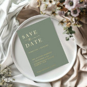 Elegante Sage groene bruiloft Save the Date Folie Uitnodiging