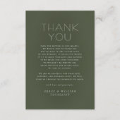 Elegante Sage Groene Eenvoudige Foto Bruiloft Bedankkaart (Voorkant)