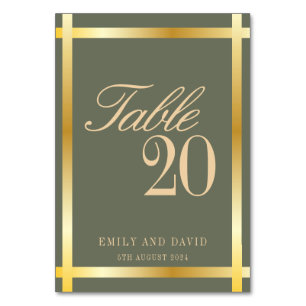 Elegante Sage Groene en Gouden Grenzen Bruiloft Kaart