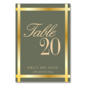 Elegante Sage Groene en Gouden Grenzen Bruiloft Kaart (Voorkant)