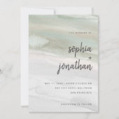 Elegante Sage Groene en Grijze Waterverf | Bruilof Kaart (Voorkant)