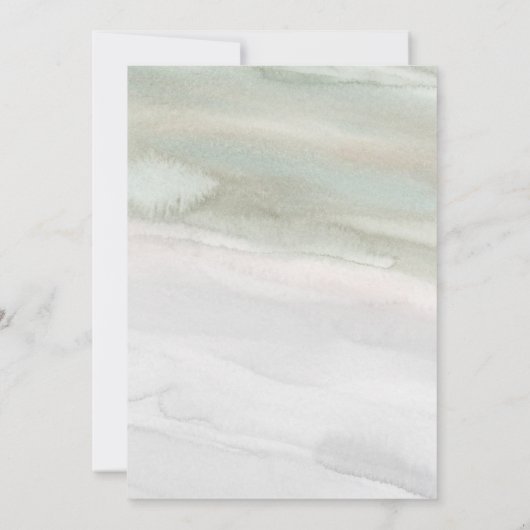 Elegante Sage Groene en Grijze Waterverf | Bruilof Kaart (Achterkant)