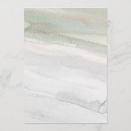 Elegante Sage Groene en Grijze Waterverf | Bruilof Menu (Achterkant)