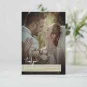 Elegante Sage Groene Foto Banner Bruiloft Bedankkaart (Staand voorkant)