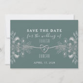 Elegante Sage Groene Foto Bruiloft Save The Date (Voorkant)