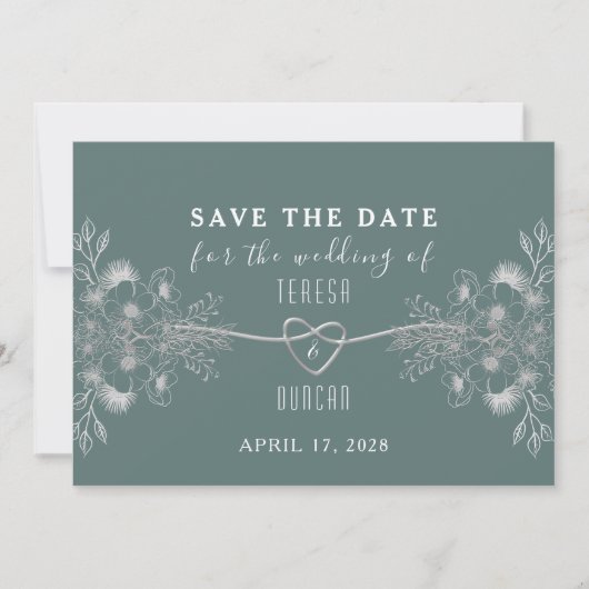Elegante Sage Groene Foto Bruiloft Save The Date (Voorkant)