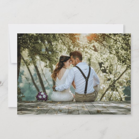 Elegante Sage Groene Foto Bruiloft Save The Date (Achterkant)