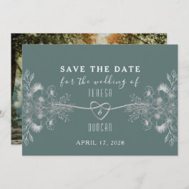 Elegante Sage Groene Foto Bruiloft Save The Date