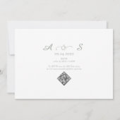 Elegante Sage Groene Foto Monogram Formele Bruilof Kaart (Achterkant)