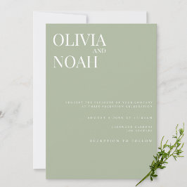 Elegante Sage Groene Huwelijksreceptie uitnodiging