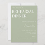Elegante Sage Groene Huwelijksrepetitie Diner Kaar Kaart (Voorkant)