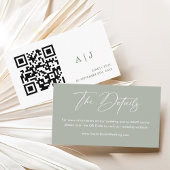 Elegante Sage Groene Huwelijkswebsite QR Code Informatiekaartje