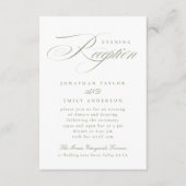 Elegante Sage Groene Kalligrafie Bruiloft Receptie Informatiekaartje (Voorkant)