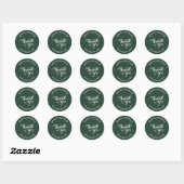Elegante Sage Groene Kalligrafie Dank u Bruiloft Ronde Sticker (Vel)